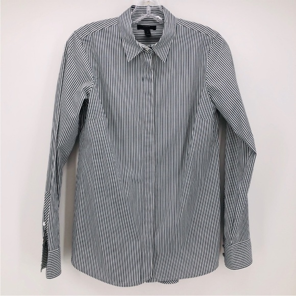 J. Crew Tops - J. Crew Endless Blouse Blue White Stripe Size 4
